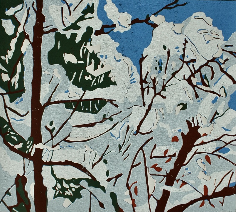 Linoldruck – Schnee II