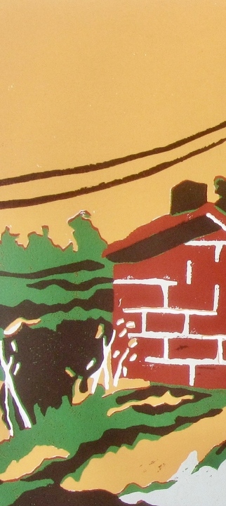 Linoldruck – Landstrasse