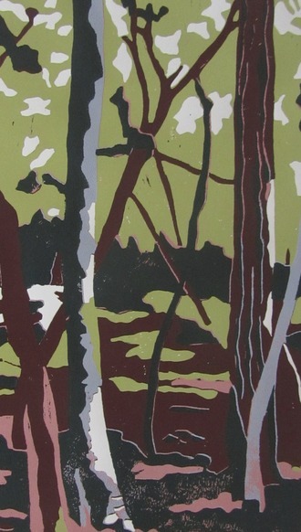 Linoldruck – Mischwald